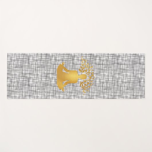 Gouden Mediterende Man met Boomtakken Yogamat (Voorkant (horizontaal))