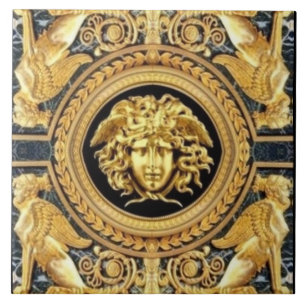 Gouden Medusa en Sfinx Wandtegel Tegeltje