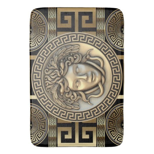 Gouden Medusa Griekse sleutel Badmat (Voorkant Verticaal)