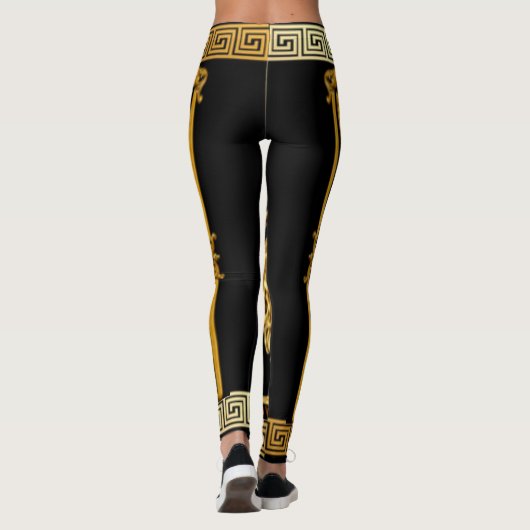 Gouden Medusa, Seraphs en Baldachino op zwart Leggings (Achterkant)