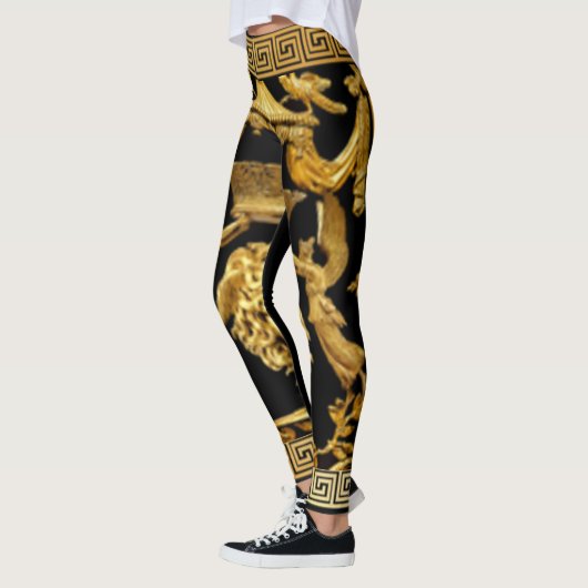 Gouden Medusa, Seraphs en Baldachino op zwart Leggings (Links)