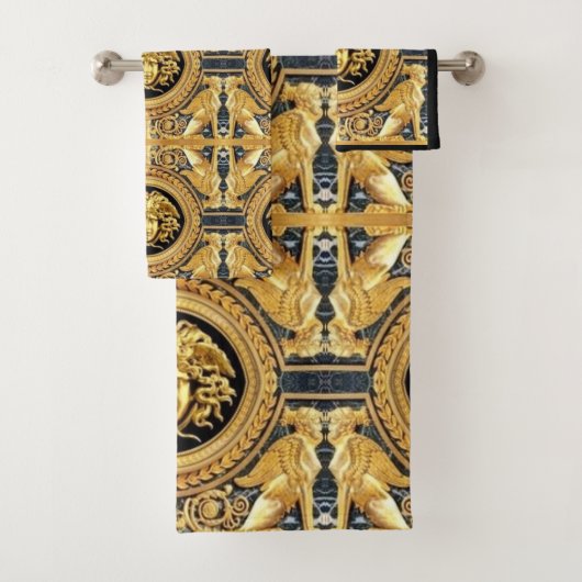 Gouden Medusa Sphinx Gastenhanddoek Set Bad Handdoek (Insitu)