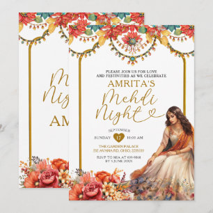 Gouden Menhdi Nacht Indische Dholki Paskitan Bloem Kaart