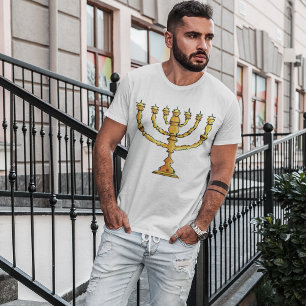 Gouden Menora Joodse Kaarsenhouder T-shirt