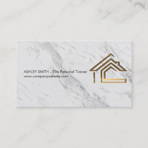 Gouden Metaal Huis Logo Marmer Visitekaartje