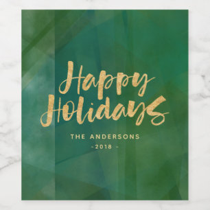 Gouden metaal prettige feestdagen (plural:) wijn etiket