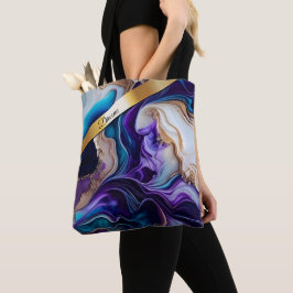 Gouden metalen accenten op blauwgroen en paarse we draagtas