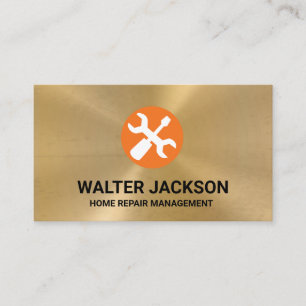 Gouden metalen achtergrond Reparatie Tools Visitekaartje