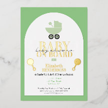Gouden metalen baby shower folie uitnodiging