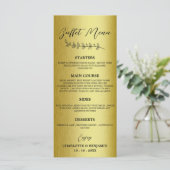 Gouden metalen huwelijksbuffetmenu menu (Staand voorkant)