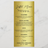 Gouden metalen huwelijksbuffetmenu menu (Voorkant)