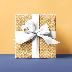 Gouden metalen look zeemeermin schubben cadeaupapier