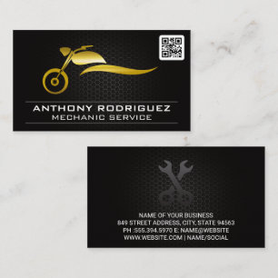 Gouden metalen motorlogo QR-code Visitekaartje