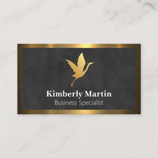 Gouden metalen rand | Zwarte textuur achtergrond Visitekaartje (Voorkant)