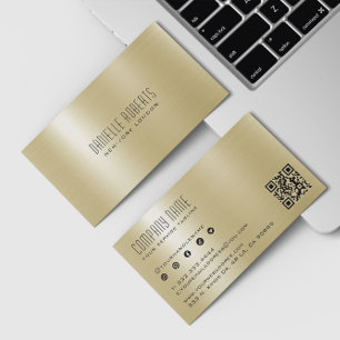 Gouden Metalen Roestvrijstalen Textuur QR-code Visitekaartje