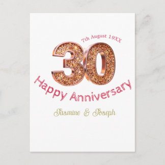 Gouden Metallic 30e Gelukkig jubileum voeg naam to Briefkaart