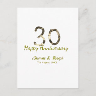 Gouden Metallic 30e Gelukkig jubileum voeg naam to Briefkaart