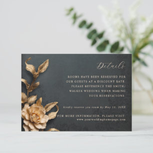 Gouden metallic bloemen trouwgegevens kaart