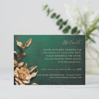 Gouden metallic bloemen trouwgegevens kaart