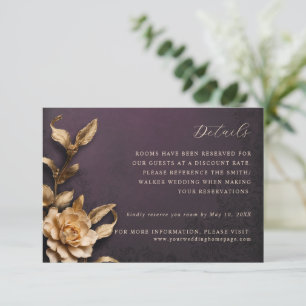 Gouden metallic bloemen trouwgegevens kaart