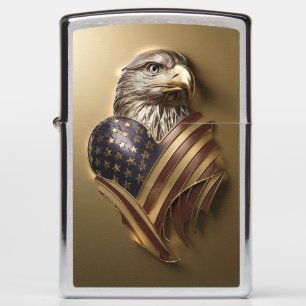 Gouden Metallic Eagle Head met Amerikaanse vlag #3