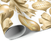 Gouden Metallic Kerstversieringen Cadeaupapier (Rol Hoek)