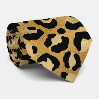 Gouden Metallic Luipaardprint Stropdas