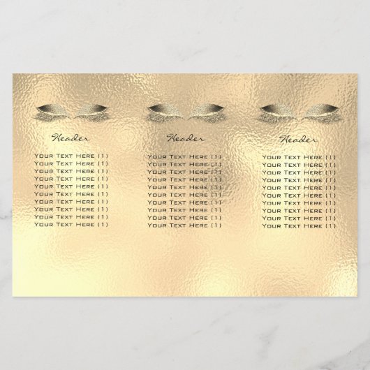 Gouden Metallic Make-up Ogen Wimpers DL 3 Folder Flyer (Achterkant)