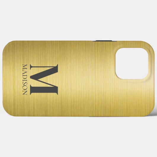 Gouden metallic monogram Case-Mate iPhone case (Achterkant (horizontaal))