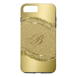 Gouden Metallic Print met Diamanten Patroon iPhone 8 Plus / 7 Plus Hoesje