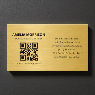Gouden Metallic QR Code Minimalistische Profession Visitekaartje
