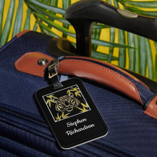 Gouden Metallic Tijger Gezicht Bagage Label 