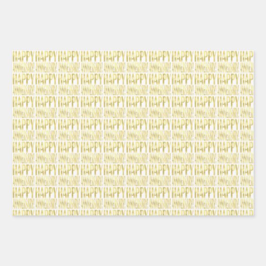 Gouden metallic vrolijke jubileum stijlvolle chic inpakpapier vel (Voorkant 2)