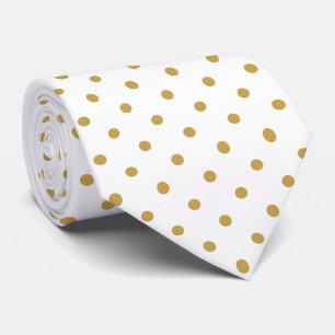 Gouden mini-stippenpatroon op wit stropdas