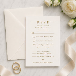 Gouden Minimaal Uitziende Huwelijks-RSVP-Kaart RSVP Kaartje