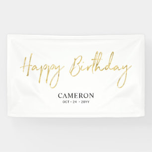 Gouden minimale aangepaste verjaardagsbanner spandoek