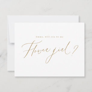 Gouden minimale word jij mijn bloemenmeisje script kaart