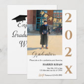 Gouden minimalistische afstudeerfeest kaart (Voorkant / Achterkant)