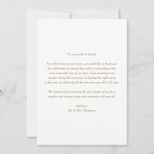 Gouden Minimalistische Botanische Trouw Bedankkaart (Achterkant)