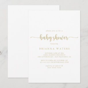 Gouden minimalistische kalligrafie Baby shower Kaart
