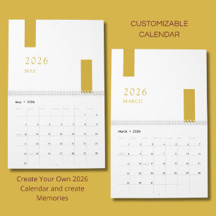 Gouden Minimalistische Moderne 2026 Muurkalender Kalender