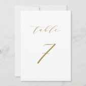 Gouden minimalistische script huwelijks tafelnumme kaart (Voorkant)