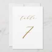 Gouden minimalistische script huwelijks tafelnumme kaart (Achterkant)