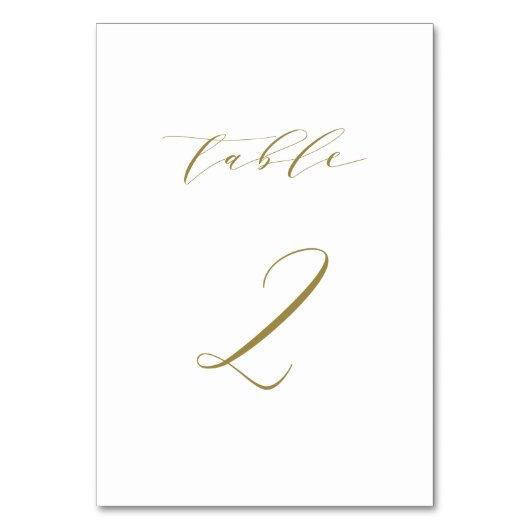 Gouden Minimalistische Script Trouwtafel 2 Kaart (Voorkant)