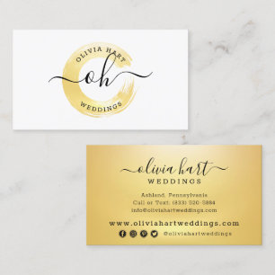 Gouden Minimalistische Verf Swash Logo Sociale Med Visitekaartje