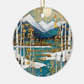 Gouden moderne Aspen bergen Keramisch Ornament (Links)
