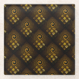 Gouden Moderne Boho Elegant Abstract Kunstpatroon Glazen Onderzetter