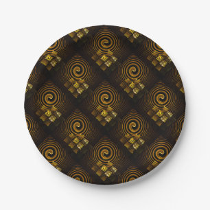 Gouden Moderne Boho Elegant Abstract Kunstpatroon  Papieren Bordje