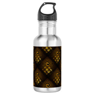 Gouden Moderne Boho Elegant Abstract Kunstpatroon  Waterfles