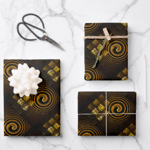 Gouden Moderne Boho Elegante Abstracte Kunstpatroo Inpakpapier Vel